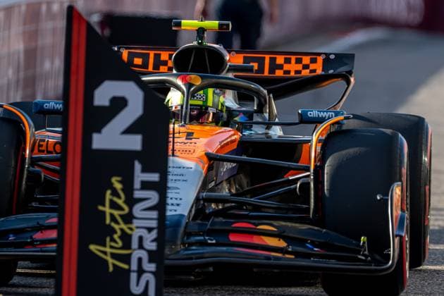AUSTIN, TEXAS, UNITED STATES: Lando Norris, racing for the McLaren F1 team during the 2025 Formula 1 United States Grand Prix at the Circuit of the Americas in Austin, Texas, United States