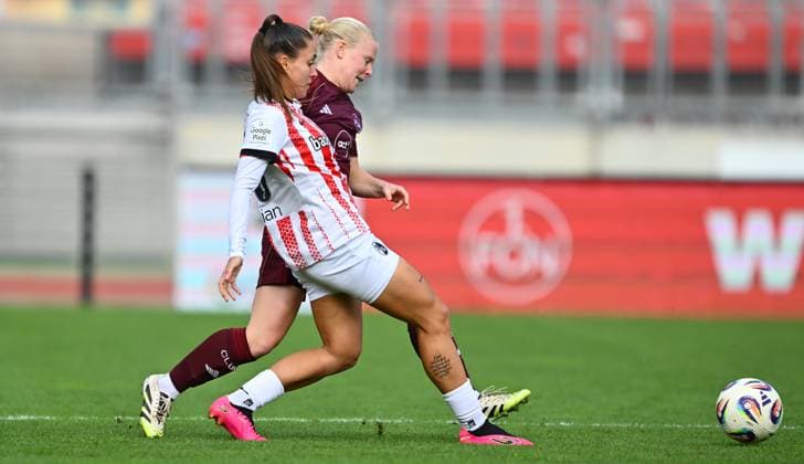 17 10 2025 Soccer Season 2025 2026 1 Google Pixel Women Bundesliga 07 Matchday 1 FC Nürnberg FCN Club Clubfrauen SC Freiburg Sportfoto Zink xwoxzix Selina Vobian 10 , SC Freiburg Aleigh Gambone 16, 1 FC Nürnberg FCN , hiin