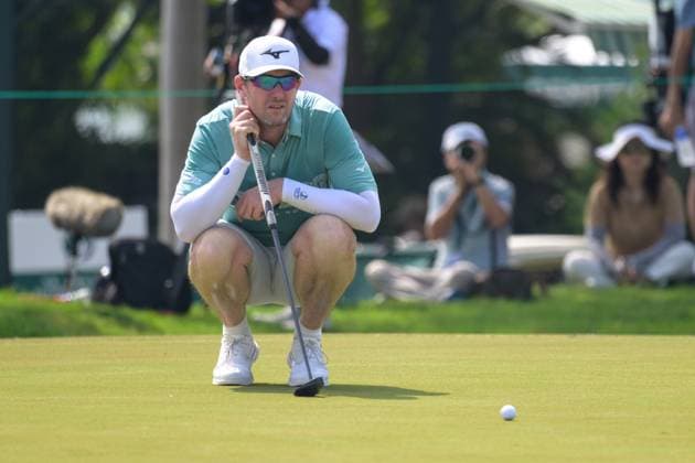 October 18, 2025, Macao, Macao Sar, China: Macau Open Golf , Macau Golf and Country Club Coloane, Macao, China Australian player, Brett Rankin, finishes Day 3 at -14 putting him 2 strokes behind the leader Sarit Suwannarut from Thailand on -16. On the 9th green Macao China - ZUMAr144 20251018_zap_r144_026 Copyright: xJaynexRussellx