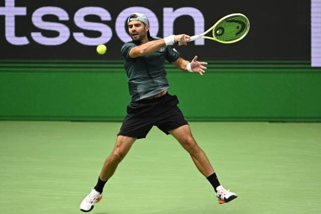 STOCKHOLM, SWEDEN 20251018 Italy s Simone Bolelli plays a doubles match with Andrea Vavassori and faces Austria s Alexander Erler and USA s Robert Galloway in the semifinals during the BNP Paribas Nordic Open tennis tournament at the Royal Swedish Tennis Hall STOCKHOLM SWEDEN x10040x  Copyright: xAndersxWiklund TTx TENNIS NORDIC OPEN