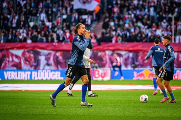 Soccer I Men I Season 2025 2026 I Bundesliga I Matchday 7 I RB Leipzig Hamburger SV I 18 10 2025 Yussuf Poulsen 15, Hamburger SV Leipzig Red Bull Arena Saxony Germany Copyright: xLobecax xHenningxRohlfsx