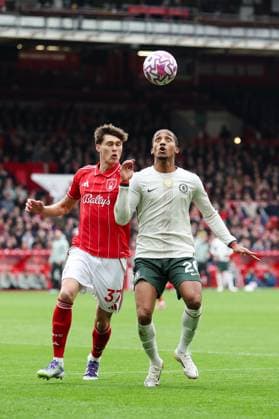 Nottingham, England, 18th October 2025. Joao Pedro of Chelsea controls the ball whilst under pressure from Nicolo Savona of Nottingham Forest during the Nottingham Forest vs Chelsea Premier League match at the City Ground, Nottingham. Picture credit should read: Jessica Hornby Sportimage EDITORIAL USE ONLY. No use with unauthorised audio, video, data, fixture lists, club league logos or live services. Online in-match use limited to 120 images, no video emulation. No use in betting, games or single club league player publications. SPI_079_JH_Forest_Chelsea SPI-4217-0079