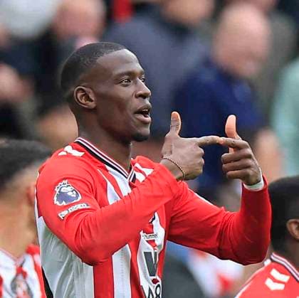 Sunderland v Wolverhampton Wanderers Premier League Nordi Mukiele of Sunderland celebrates scoring his teams first goal during the Premier League match at the Stadium of Light, Sunderland UK Newspapers OUT Copyright: xFredxPalmerx FIL-22368-0110