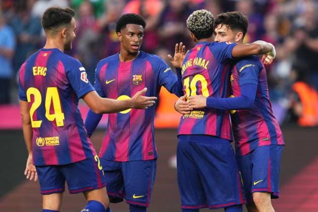 during the La Liga EA Sports match between FC Barcelona, Barca and Girona FC played at Lluis Companys Stadium on October 18 2025 in Barcelona, Spain. (Photo by Bagu Blanco PRESSIN) Copyright: xBaguxBlancox xPRESSINx