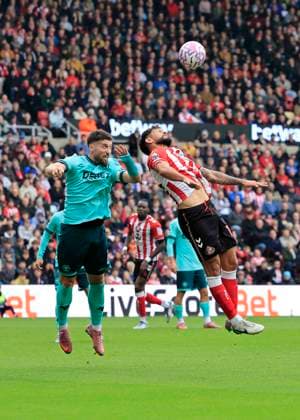 Sunderland v Wolverhampton Wanderers Premier League Matt Doherty of Wolverhampton Wanderers (left) competes for the ball with Omar Alderete of Sunderland during the Premier League match at the Stadium of Light, Sunderland UK Newspapers OUT Copyright: xFredxPalmerx FIL-22368-0134