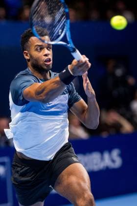 French Giovanni Mpetshi Perricard pictured in action during the European Open ATP, Tennis Herren tennis tournament in Brussels, on Saturday 18 October 2025. This year s edition of the tournament is taking place from 12 to 19 October 2025. JASPERxJACOBS  x137166934x