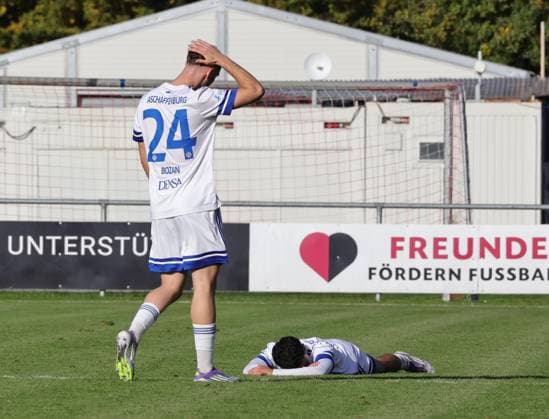 18 10 2025 Football Season 2025 2026 Regionalliga Bayern 14 Matchday 1 FC Nürnberg FCN II Club SV Viktoria Aschaffenburg DaMa xdaxmax Eren Bozan 24, SV Viktoria Aschaffenburg Othmane Elidrissi Errahhali 47, SV Viktoria Aschaffenburg disappointed Disappointment after the end of the match