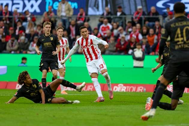 Cologne, Germany, 18 10 25 Said El Mala 1 FC Köln scores the goal to make it 1 1 during the 1 Bundesliga match between 1 FC Köln and FC Augsburg at RheinEnergieStadion Cologne RheinEnergieStadion North Rhine Westphalia Germany Copyright: xBrauer-Fotoagenturx xAdrianxSchlx