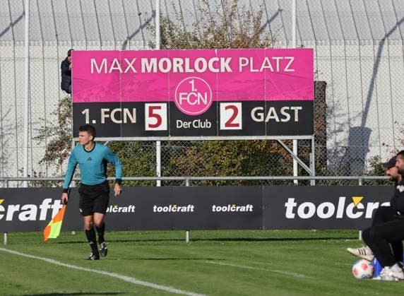 18 10 2025 Soccer Season 2025 2026 Regionalliga Bayern 14 Matchday 1 FC Nürnberg FCN II Club SV Viktoria Aschaffenburg DaMa xdaxmax Symbol image Symbol photo Feature Impression Scoreboard with final score 5 2 for FCN