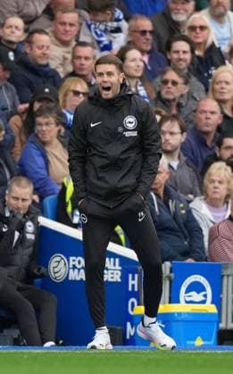 Fabian Hurzeler manager of Brighton & Hove Albion shouts directions to his team. Brighton and Hove Albion v Newcastle United, Premier League, Football, American Express Community Stadium, Brighton, UK - 18 Oct 2025Brighton American Express Community Stadi United Kingdom EDITORIAL USE ONLY No use with unauthorised audio, video, data, fixture lists, club league logos or live services. Online in-match use limited to 120 images, no video emulation. No use in betting, games or single club league player publications.  Copyright: xSeanxRyan Shutterstockx 15544971af