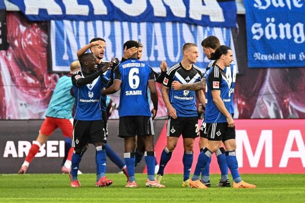 Soccer I Men I Season 2025 2026 I Bundesliga I 7 Matchday I RB Leipzig Hamburger SV I 18 10 2025 Goal celebration Hamburger SV Leipzig Red Bull Arena Saxony Germany Copyright: xLobeca InesxHähnelx