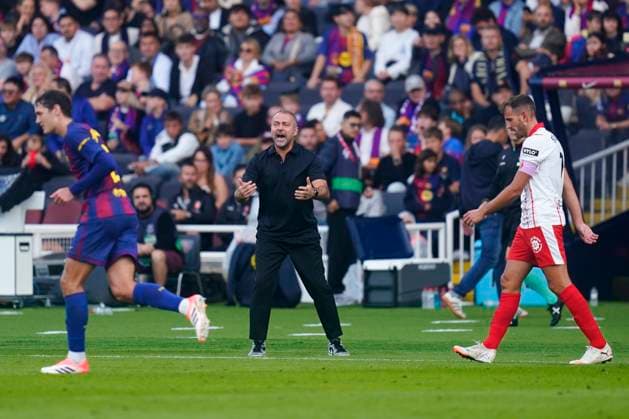 La Liga EA Sports. Date 9 FC Barcelona, Barca head coach Hansi Flick during the La Liga EA Sports match between FC Barcelona and Girona FC played at Lluis Companys Stadium on October 18, 2025 in Barcelona. kpng Copyright: xSergioxRuizx xImagox PS_2501018_BAR_GIR_2526_032