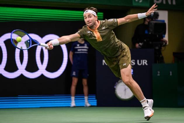 251018 Casper Ruud of Norway competes in a men s singles tennis match during day 8 of the ATP 250 Nordic Open on October 18, 2025 in Stockholm Photo Jesper Zerman BILDBYRAN kod JZ JZ0630 tennis nordic open nordic open 2025 bbeng norge norway  Copyright: JESPERxZERMAN BB251018JZ010