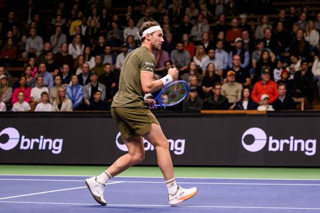 251018 Casper Ruud of Norway celebrates as he competes in a men s singles tennis match during day 8 of the ATP 250 Nordic Open on October 18, 2025 in Stockholm Photo Jesper Zerman BILDBYRAN kod JZ JZ0630 tennis nordic open nordic open 2025 bbeng jubel norge norway celebrates  Copyright: JESPERxZERMAN BB251018JZ011