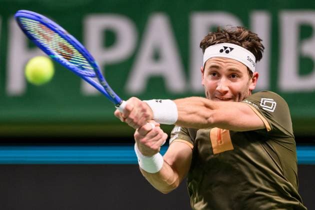 251018 And Casper Ruud of Norway competes in a men s singles tennis match during day 8 of the ATP 250 Nordic Open on October 18, 2025 in Stockholm Photo Jesper Zerman BILDBYRAN kod JZ JZ0630 tennis nordic open nordic open 2025 bbeng norge norway  Copyright: JESPERxZERMAN BB251018JZ012