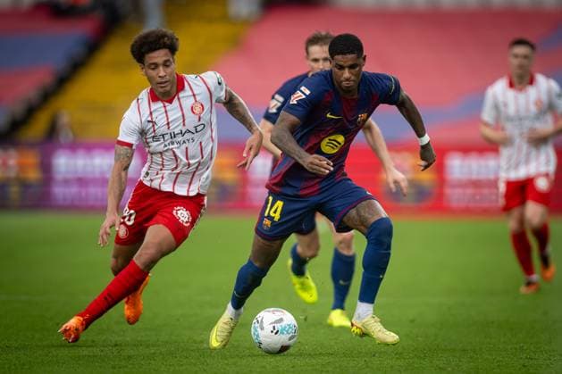 Marcus Rashford FC Barcelona controls the ball during a La Liga EA Sports match between FC Barcelona and Girona FC at Estadi Olimpic Lluis Companys in Barcelona, , Spain, on October 18 2025 Photo by Felipe Mondino Copyright: x@FELIPExMONDINOx