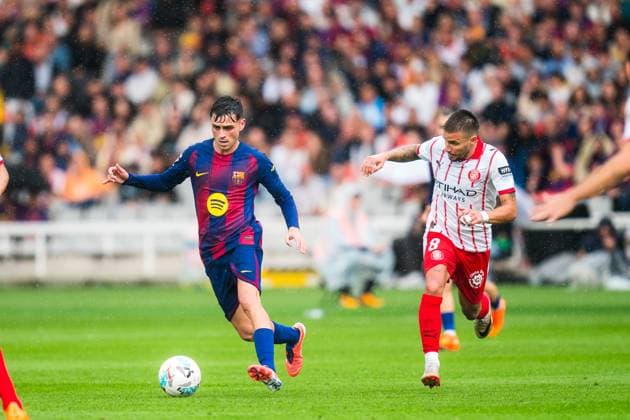 Spanish LaLiga EA Sports FC Barcelona, Barca v Girona FC in Barcelona, Spain. FC Barcelona player (8) Pedri during LaLiga EA Sports match between FC Barcelona and Girona FC in Estadi Olimpic Lluis Companys, Barcelona, Spain, on October 18, 2025. Barcelona Estadi Olimpic Lluis Companys Barcelona Spain