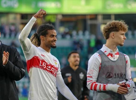 Germany Bundesliga 2025 26, 7 Matchday VfL Wolfsburg vs VfB Stuttgart Volkswagen Arena Wolfsburg Victory celebration Dan Axel Zagadou VfB Stuttgart, 23 Copyright: xAymanxAlahmedx