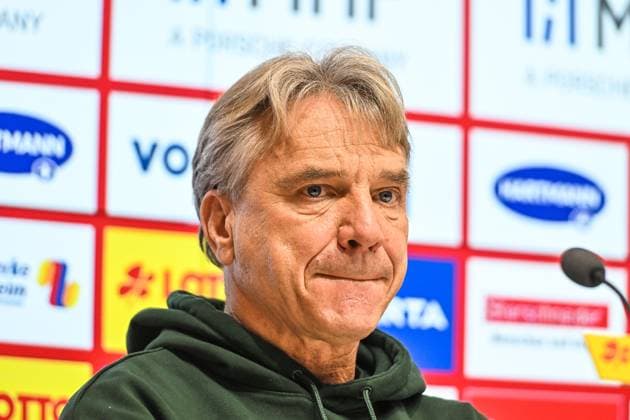 GER, 1 FBL, 1 FC Heidenheim vs SV Werder Bremen 18 10 2025, Voith Arena, Heidenheim, GER, 1 FBL, 1 FC Heidenheim vs SV Werder Bremen, in the picture Horst Steffen Werder Bremen , Press conference after the match nordphotoxGmbHx xHafner nph00200