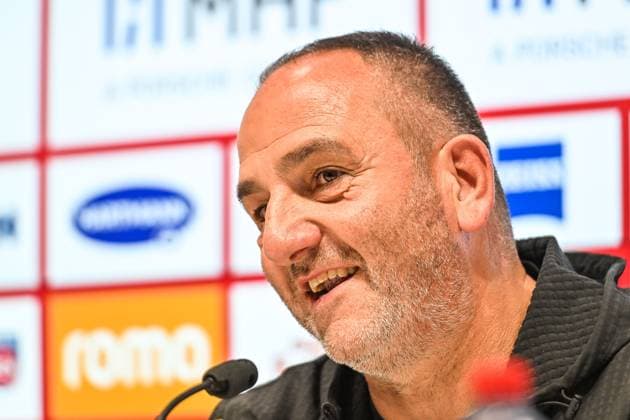 GER, 1 FBL, 1 FC Heidenheim vs SV Werder Bremen 18 10 2025, Voith Arena, Heidenheim, GER, 1 FBL, 1 FC Heidenheim vs SV Werder Bremen, in the picture Frank Schmidt Heidenheim , press conference after the match nordphotoxGmbHx xHafner nph00200