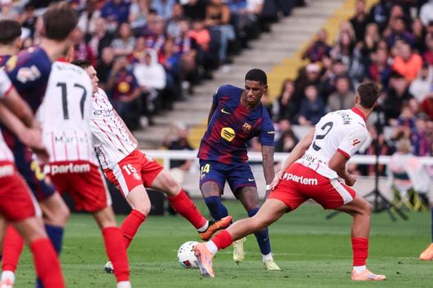 October 18, 2025, Barcelona, Barcelona, SPAIN: Marcus Rashford of FC Barcelona, Barca in action during the Spanish league, La Liga EA Sports, football match played between FC Barcelona and Girona FC at Estadi Olimpic Lluis Companys on October 18, 2025 in Barcelona, Spain. Barcelona SPAIN - ZUMAa181 20251018_zaa_a181_149 Copyright: xJavierxBorregox