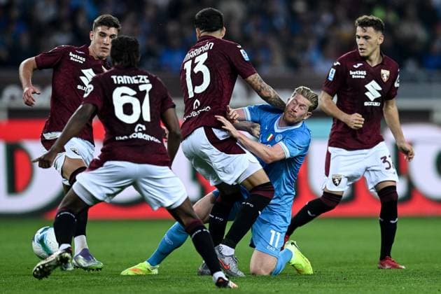 Db Torino 18 10 2025 - campionato di calcio serie A Torino-Napoli foto Daniele Buffa Image nella foto: Cesare Casadei-Adrien Tameze-Guillermo Maripan-Kevin de Bruyne-Kristjan Asllani 