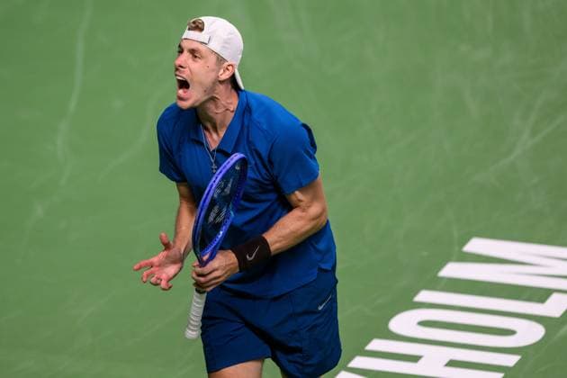 251018 Denis Shapovalov of Canada reacts as he competes in a men s singles tennis match during day 8 of the ATP 250 Nordic Open on October 18, 2025 in Stockholm Photo Jesper Zerman BILDBYRAN kod JZ JZ0630 tennis nordic open nordic open 2025 bbeng  Copyright: JESPERxZERMAN BB251018JZ016