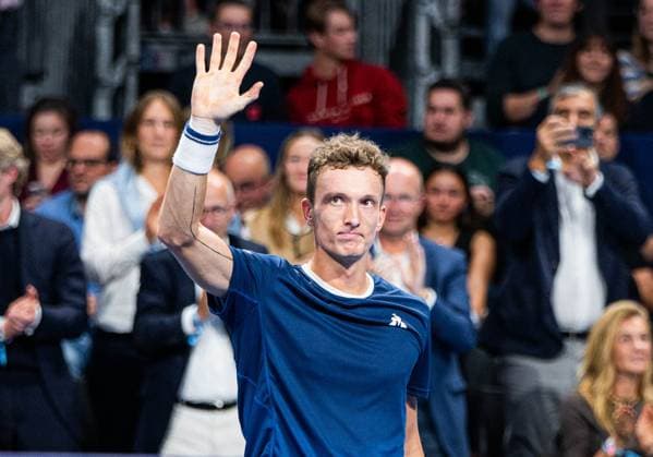 Czech Jiri Lehecka celebrates and at the European Open ATP, Tennis Herren tennis tournament in Brussels, on Saturday 18 October 2025. This year s edition of the tournament is taking place from 12 to 19 October 2025. EMILExWINDAL  x137182556x