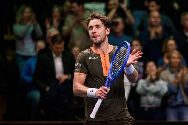 251018 Casper Ruud of Norway celebrates after a men s singles tennis match during day 8 of the ATP 250 Nordic Open on October 18, 2025 in Stockholm Photo Jesper Zerman BILDBYRAN kod JZ JZ0630 tennis nordic open nordic open 2025 bbeng jubel norge norway celebrates  Copyright: JESPERxZERMAN BB251018JZ017