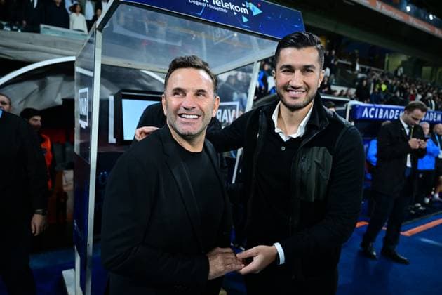 RAMS Basaksehir v Galatasaray - Turkish Super Lig ISTANBUL, TURKIYE - OCTOBER 18: Head coach Okan Buruk (L) of Galatasaray and head coach Nuri Sahin (R) of RAMS Basaksehir greet each other ahead of Turkish Super Lig week 9 football match between RAMS Basaksehir and Galatasaray at Basaksehir Fatih Terim Stadium in Istanbul, Turkiye on October 18, 2025. Abdulhamid Hosbas Anadolu Istanbul Turkey. Editorial use only. Please get in touch for any other usage.  Copyright: x2025xAnadoluxAbdulhamidxHosbasx