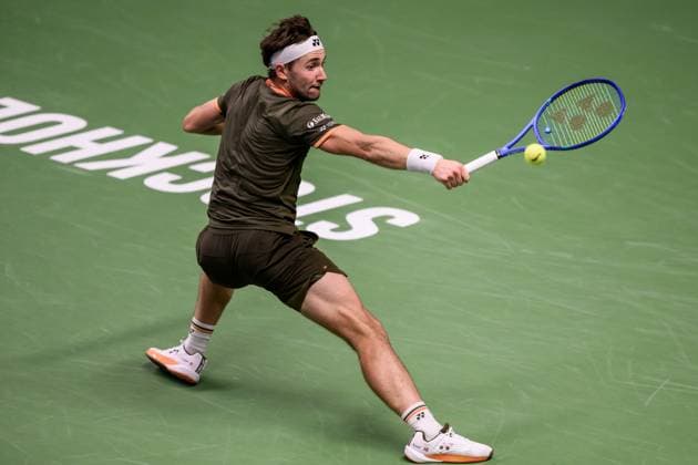 251018 Casper Ruud of Norway competes in a men s singles tennis semi final during day 8 of the ATP 250 Nordic Open on October 18, 2025 in Stockholm Photo Jesper Zerman BILDBYRAN kod JZ JZ0630 tennis nordic open nordic open 2025 bbeng  Copyright: JESPERxZERMAN BB251018JZ038