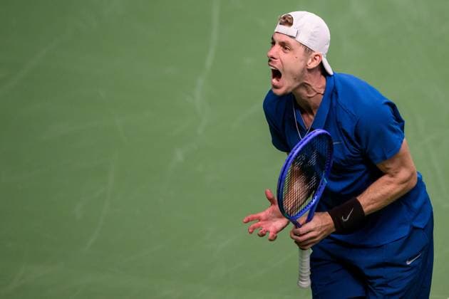 251018 Denis Shapovalov of Canada reacts as he competes in a men s singles tennis semi final during day 8 of the ATP 250 Nordic Open on October 18, 2025 in Stockholm Photo Jesper Zerman BILDBYRAN kod JZ JZ0630 tennis nordic open nordic open 2025 bbeng depp  Copyright: JESPERxZERMAN BB251018JZ040