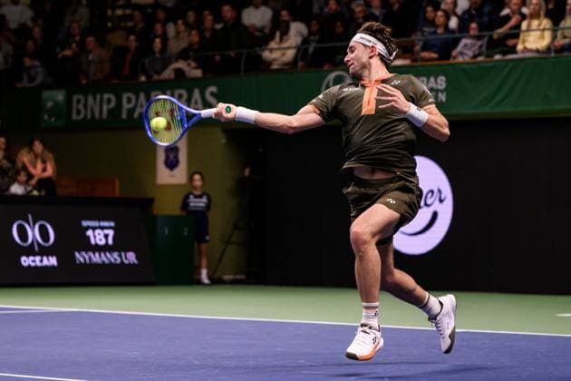 251018 Casper Ruud of Norway competes in a men s singles tennis semi final during day 8 of the ATP 250 Nordic Open on October 18, 2025 in Stockholm Photo Jesper Zerman BILDBYRAN kod JZ JZ0630 tennis nordic open nordic open 2025 bbeng  Copyright: JESPERxZERMAN BB251018JZ042