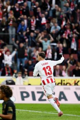 KOELN, GERMANY - OCTOBER 18: Said el Mala (1. FC Koeln, 13) turns cheering towards the fans after his goal during the Bundesliga match between 1. FC Koeln vs. FC Augsburg at the Rheinenergie-Stadion on matchday 7 of the 1. Bundesliga on October 18, 2025 in Koeln, Germany. DFL REGULATIONS PROHIBIT ANY USE OF PHOTOGRAPHS AS IMAGE SEQUENCES AND OR QUASI-VIDEO. Nordrhein-Westfalen Germany Copyright: xBEAUTIFULxSPORTS AxelxKohringx