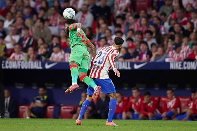 Valentin Rosier (CA Osasuna) and Nicolas Gonzalez (Atletico de Madrid) battle for the ball during the LaLiga EA Sports match between AtlÃ tico Madrid v CA Osasuna at Riyahd Air Metropolitano on October 18, 2025 in Madrid, Spain. (Photo by Manu Reino DeFodi Images) Valentin Rosier CA Osasuna and Nicolas Gonzalez Atletico de Madrid battle for the ball during the LaLiga EA Sports match between AtlÃ tico Madrid v CA Osasuna at Riyahd Air Metropolitano on October 18, 2025 in Madrid, Spain Photo by Manu Reino DeFodi Images