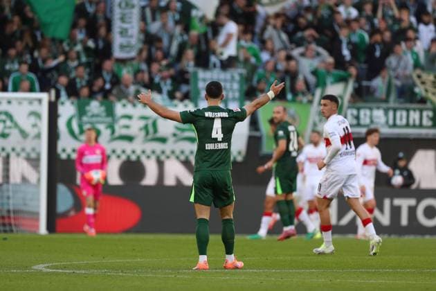 VfL vs Stuttgart, 1 BL Wolfsburg, 18 10 2025, FOOTBALL VfL Wolfsburg vs VfB Stuttgart, 1 BL, Season 2025 26 Konstantinos Koulierakis VfL Wolfsburg Wolfsburg