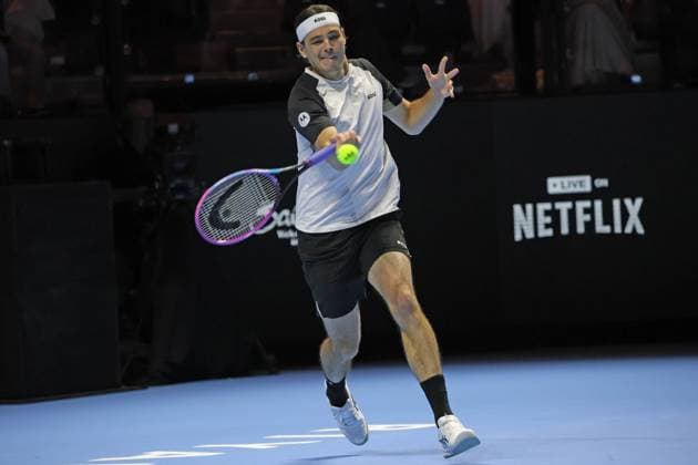 Riyadh, Saudi Arabia: Tennis SIX KINGS SLAM 2025 Taylor Fritz (USA), Riyadh, Saudi Arabia, October 18, 2025. Photo RIYADH, SIX KINGS SLAM 2025  - ZUMAp169 20251018_zea_p169_1084 Copyright: xFelicexCalabrox