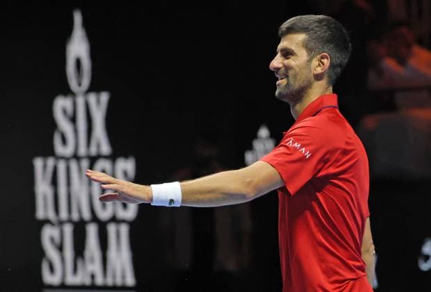Riyadh, Saudi Arabia: Tennis SIX KINGS SLAM 2025 Novak Djokovic (SRB), Riyadh, Saudi Arabia, October 18, 2025. Photo RIYADH, SIX KINGS SLAM 2025  - ZUMAp169 20251018_zea_p169_1085 Copyright: xFelicexCalabrox