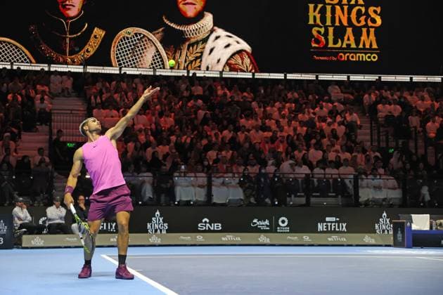 Riyadh, Saudi Arabia: Tennis SIX KINGS SLAM 2025 Carlos Alcaraz (ESP), Riyadh, Saudi Arabia, October 18, 2025. Photo RIYADH, SIX KINGS SLAM 2025  - ZUMAp169 20251018_zea_p169_1640 Copyright: xFelicexCalabrox
