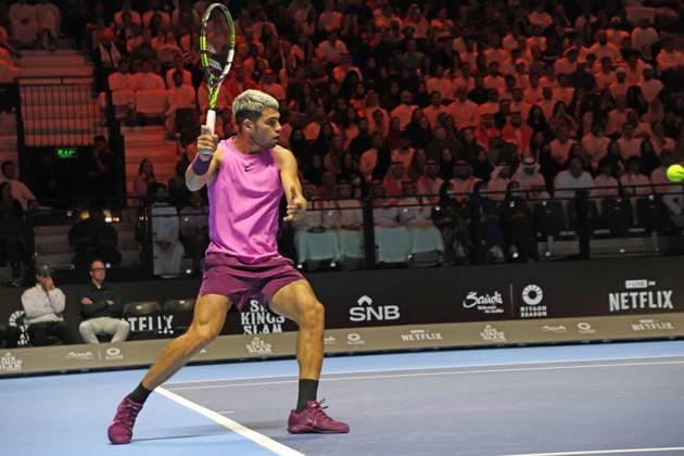 Riyadh, Saudi Arabia: Tennis SIX KINGS SLAM 2025 Carlos Alcaraz (ESP), Riyadh, Saudi Arabia, October 18, 2025. Photo RIYADH, SIX KINGS SLAM 2025  - ZUMAp169 20251018_zea_p169_1641 Copyright: xFelicexCalabrox