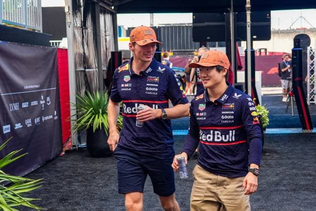 Max Verstappen (NED) - Oracle Red Bull Racing - Red Bull RB21 - Honda RBPT Yuki Tsunoda (JPN) - Oracle Red Bull Racing - Red Bull RB21 - Honda RBPT during the Formula 1 MSC Cruises United States Grand Prix 2025, Austin, TX, USA, from October 16 to 19, 2025. Round 19 of the 2025 FIA Formula One World Championship, WM, Weltmeisterschaft  Copyright: xAlessioxDexMarco IPAxSportx xipa-agency.netx xx IPA_66769485 IPA_Agency_IPA66769485