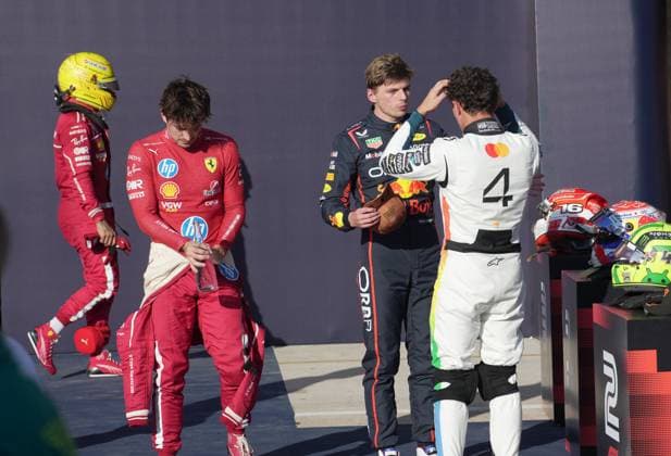 FORMULA 1 MSC CRUISES UNITED STATES GRAND PRIX 2025 18 10 2025, Circuit of The Americas, Austin, FORMULA 1 MSC CRUISES UNITED STATES GRAND PRIX 2025 , pictured pole position for Max Verstappen NLD , Oracle Red Bull Racing, 2nd grid position for Lando Norris GBR , McLaren F1 Team, 3rd grid position for tomorrows race for Charles Leclerc MCO , Scuderia Ferrari HP nordphotoxGmbHx xBratic nph00250