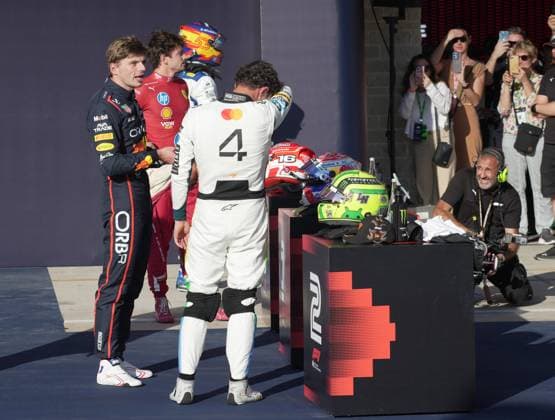 FORMULA 1 MSC CRUISES UNITED STATES GRAND PRIX 2025 18 10 2025, Circuit of The Americas, Austin, FORMULA 1 MSC CRUISES UNITED STATES GRAND PRIX 2025 , pictured pole position for Max Verstappen NLD , Oracle Red Bull Racing, 2nd grid position for Lando Norris GBR , McLaren F1 Team, 3rd grid position for tomorrows race for Charles Leclerc MCO , Scuderia Ferrari HP nordphotoxGmbHx xBratic nph00250