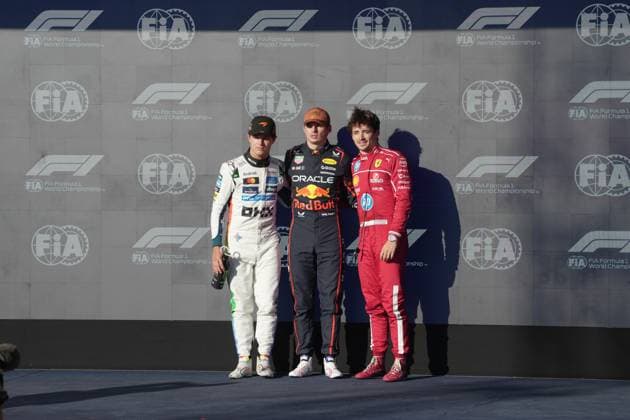 FORMULA 1 MSC CRUISES UNITED STATES GRAND PRIX 2025 18 10 2025, Circuit of The Americas, Austin, FORMULA 1 MSC CRUISES UNITED STATES GRAND PRIX 2025 , pictured pole position for Max Verstappen NLD , Oracle Red Bull Racing, 2nd grid position for Lando Norris GBR , McLaren F1 Team, 3rd grid position for tomorrows race for Charles Leclerc MCO , Scuderia Ferrari HP nordphotoxGmbHx xBratic nph00250