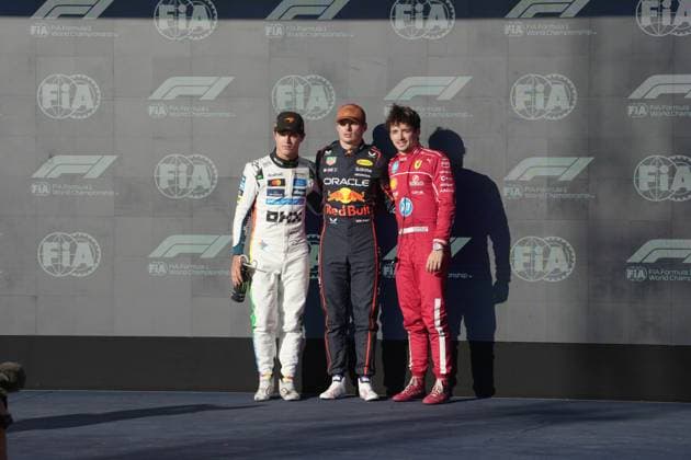 FORMULA 1 MSC CRUISES UNITED STATES GRAND PRIX 2025 18 10 2025, Circuit of The Americas, Austin, FORMULA 1 MSC CRUISES UNITED STATES GRAND PRIX 2025 , pictured pole position for Max Verstappen NLD , Oracle Red Bull Racing, 2nd grid position for Lando Norris GBR , McLaren F1 Team, 3rd grid position for tomorrows race for Charles Leclerc MCO , Scuderia Ferrari HP nordphotoxGmbHx xBratic nph00250