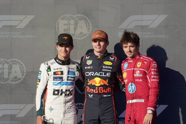 FORMULA 1 MSC CRUISES UNITED STATES GRAND PRIX 2025 18 10 2025, Circuit of The Americas, Austin, FORMULA 1 MSC CRUISES UNITED STATES GRAND PRIX 2025 , pictured pole position for Max Verstappen NLD , Oracle Red Bull Racing, 2nd grid position for Lando Norris GBR , McLaren F1 Team, 3rd grid position for tomorrows race for Charles Leclerc MCO , Scuderia Ferrari HP nordphotoxGmbHx xBratic nph00250