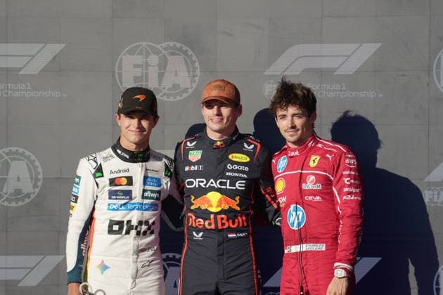 FORMULA 1 MSC CRUISES UNITED STATES GRAND PRIX 2025 18 10 2025, Circuit of The Americas, Austin, FORMULA 1 MSC CRUISES UNITED STATES GRAND PRIX 2025 , pictured pole position for Max Verstappen NLD , Oracle Red Bull Racing, 2nd grid position for Lando Norris GBR , McLaren F1 Team, 3rd grid position for tomorrows race for Charles Leclerc MCO , Scuderia Ferrari HP nordphotoxGmbHx xBratic nph00250