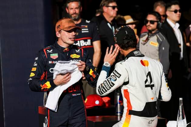 F1 - UNITED STATES GRAND PRIX 2025 VERSTAPPEN Max (ned), Red Bull Racing RB21, portrait NORRIS Lando (gbr), McLaren F1 Team MCL39, portrait during the 2025 Formula 1 United States Grand Prix, 19th round of the 2025 FIA Formula One World Championship, WM, Weltmeisterschaft from October 17 to 19, 2025 on the Circuit of the Americas, in Austin, Texas, United States of America - AustinUnited States Copyright: xXavixBonillax