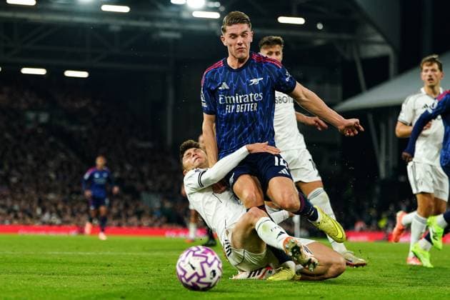 Premier League Fulham v Arsenal during the Premier League match Fulham vs Arsenal at Craven Cottage, London, United Kingdom, 18th October 2025 (Photo by Harvey Murphy News Images) Copyright: xHarveyxMurphy NewsxImagesx