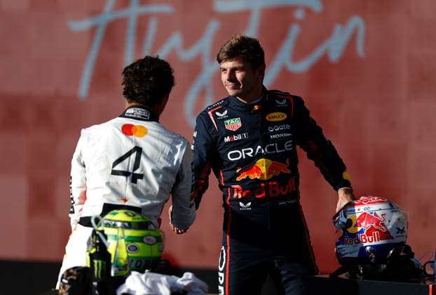 F1 - UNITED STATES GRAND PRIX 2025 VERSTAPPEN Max (ned), Red Bull Racing RB21, portrait and NORRIS Lando (gbr), McLaren F1 Team MCL39, portrait during the 2025 Formula 1 United States Grand Prix, 19th round of the 2025 FIA Formula One World Championship, WM, Weltmeisterschaft from October 17 to 19, 2025 on the Circuit of the Americas, in Austin, Texas, United States of America - AustinUnited States Copyright: xDPPIx